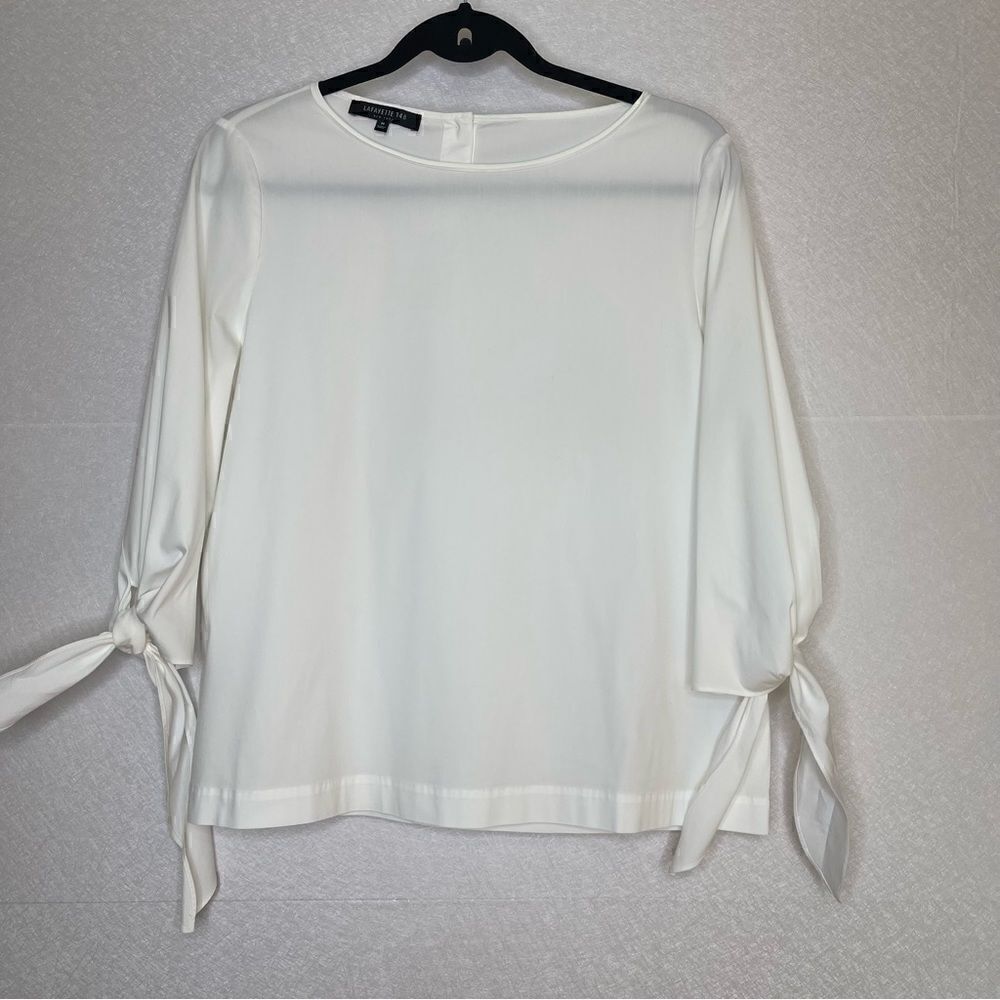 Lafayette 148 Tie Sleeve Scoopneck Top M